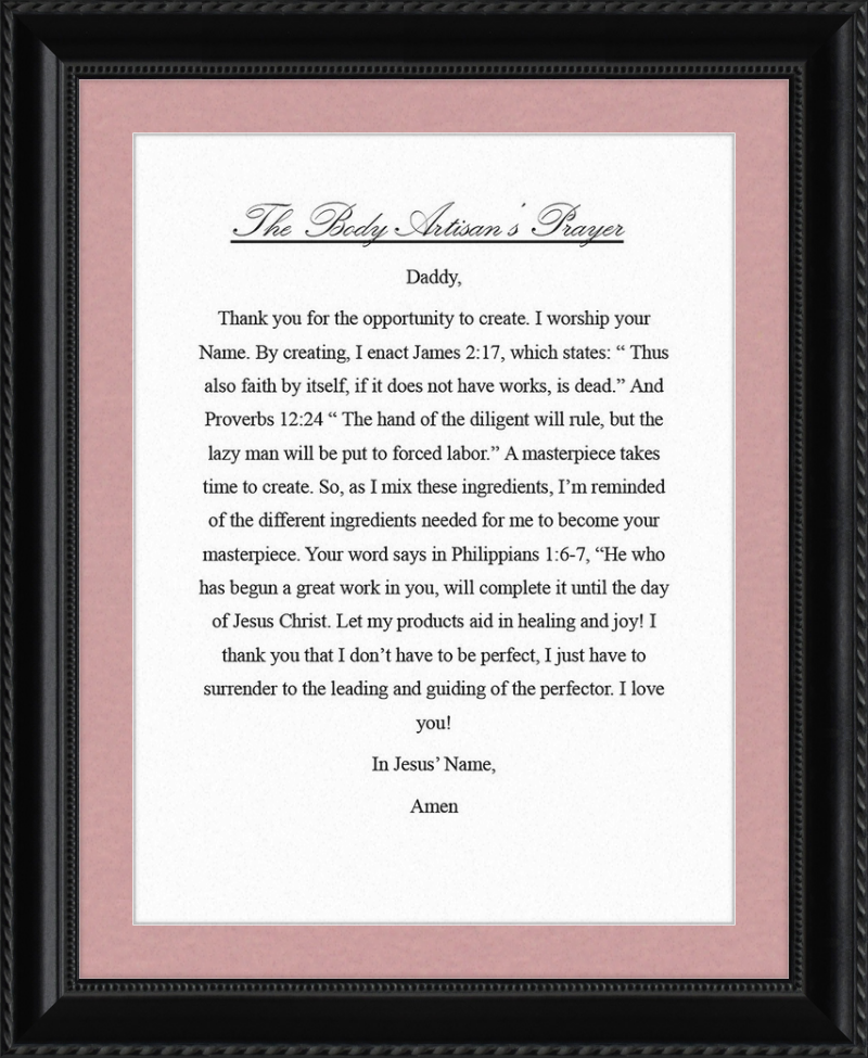 Body Artisan's Prayer