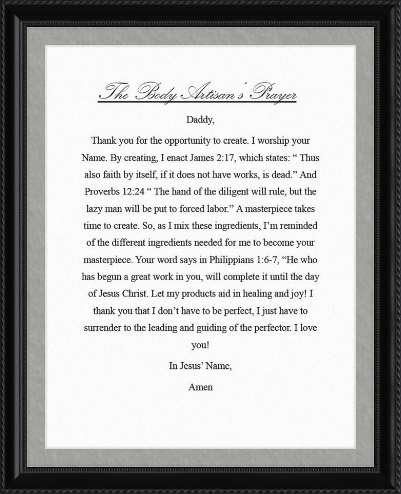 Body Artisan's Prayer