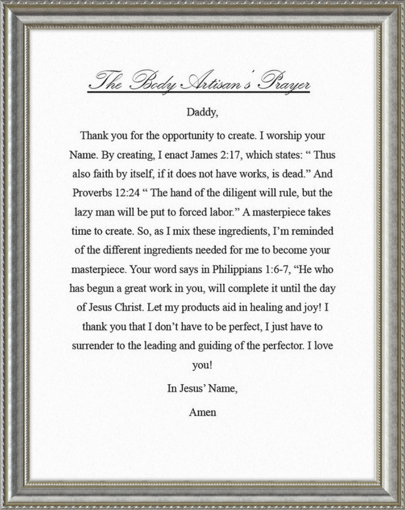 Body Artisan's Prayer