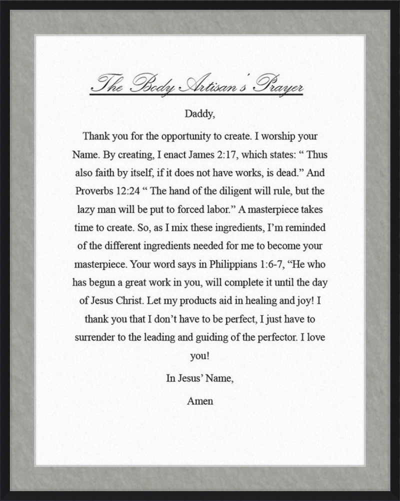 Body Artisan's Prayer