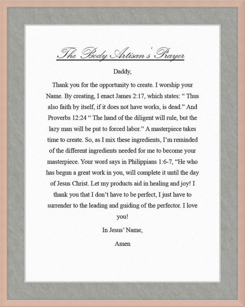 Body Artisan's Prayer