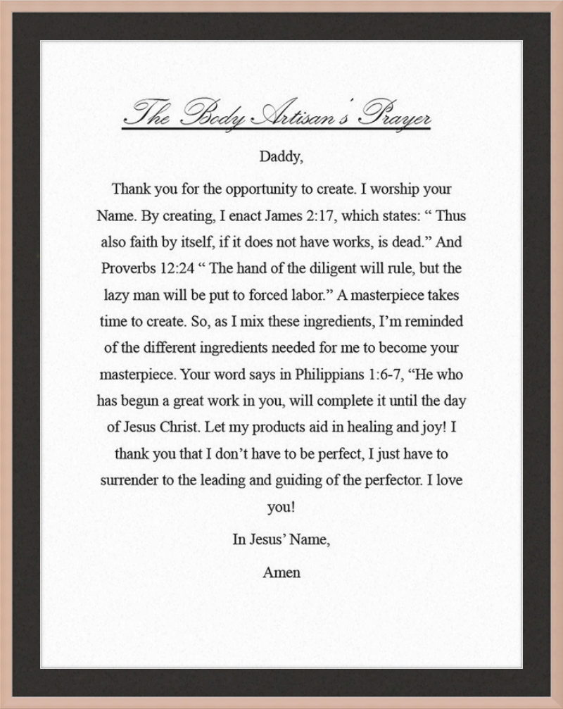 Body Artisan's Prayer