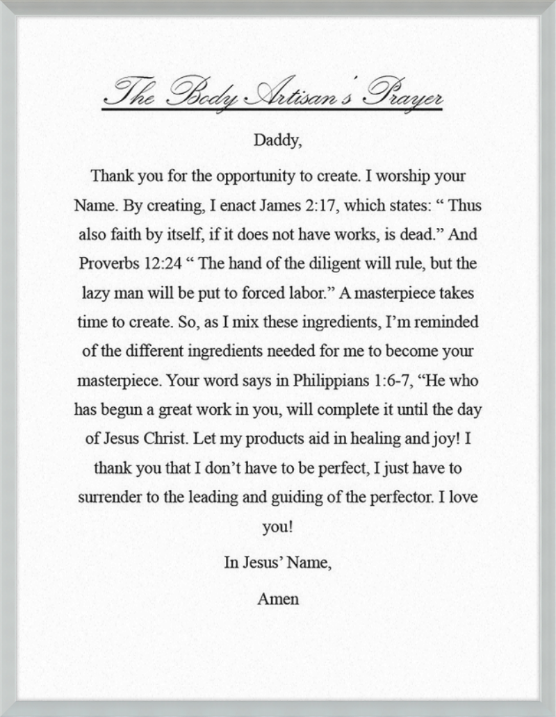 Body Artisan's Prayer
