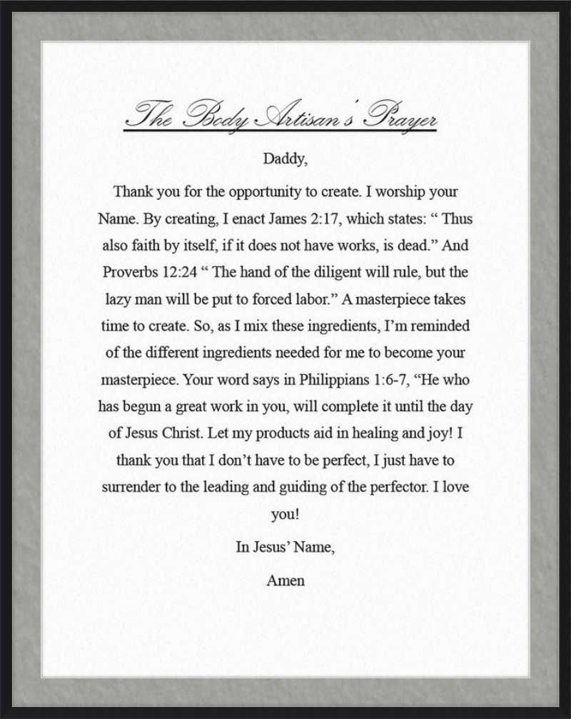 Body Artisan's Prayer