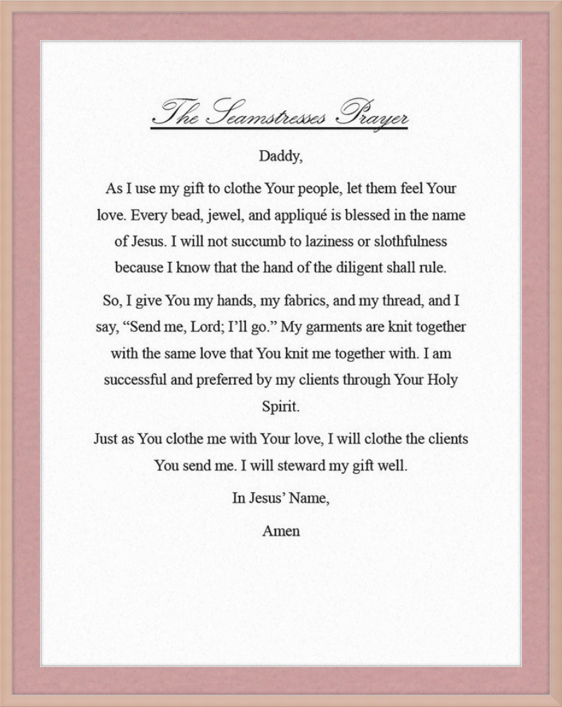 Seamstress' Prayer