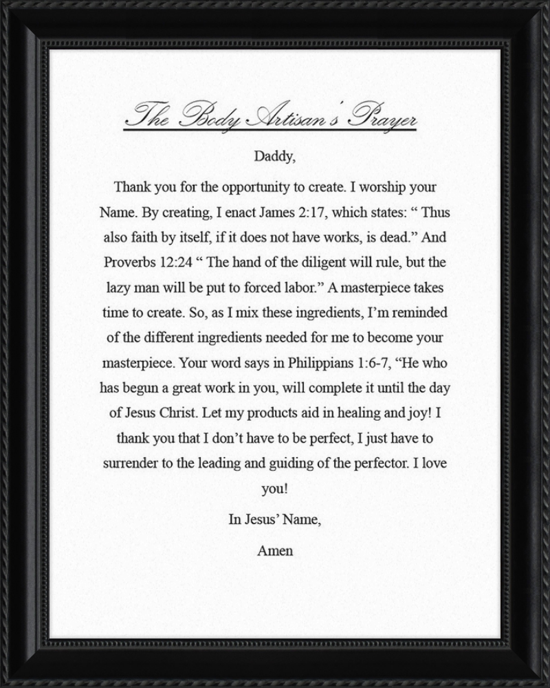 Body Artisan's Prayer