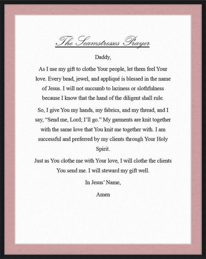 Seamstress' Prayer
