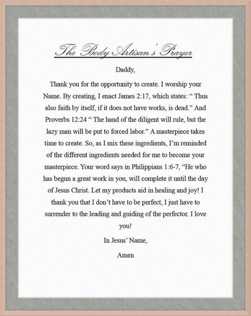 Body Artisan's Prayer