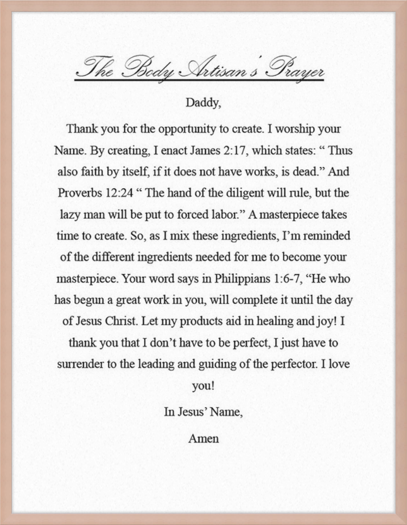 Body Artisan's Prayer
