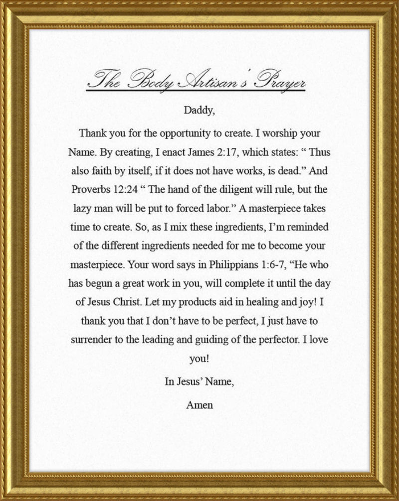 Body Artisan's Prayer