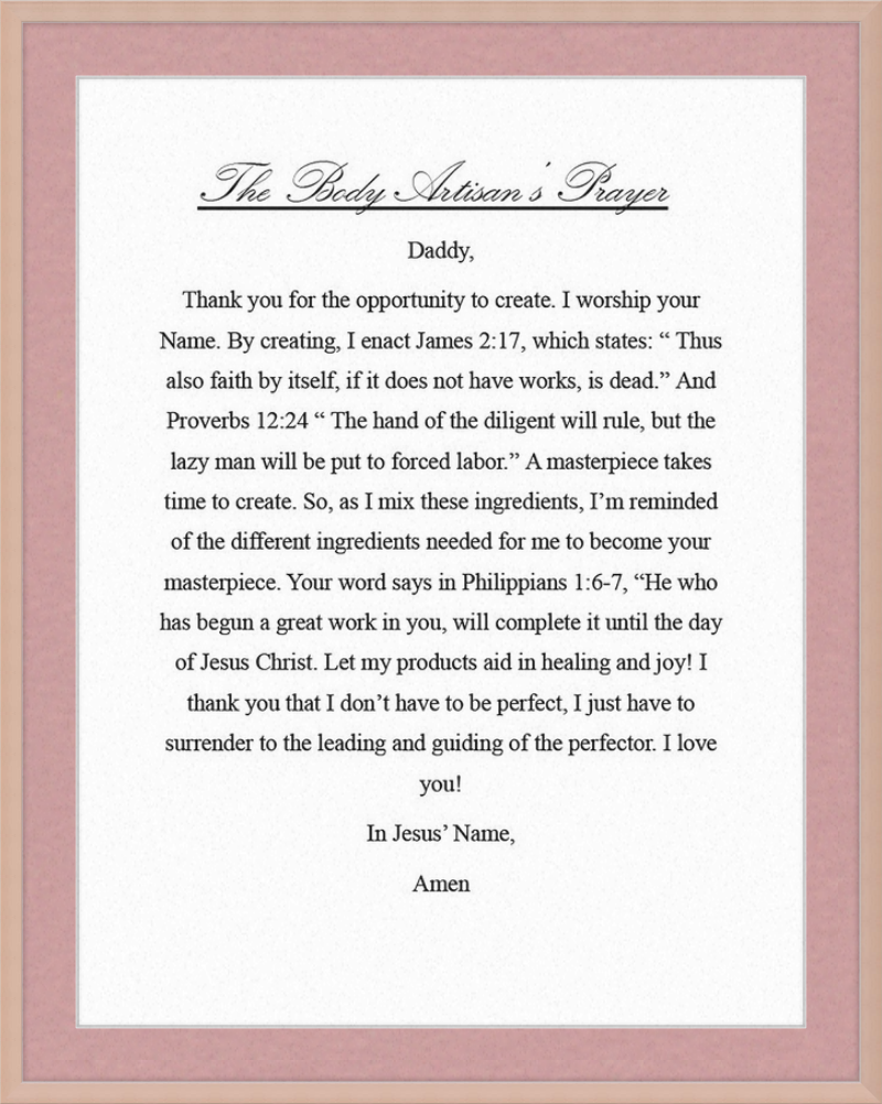 Body Artisan's Prayer