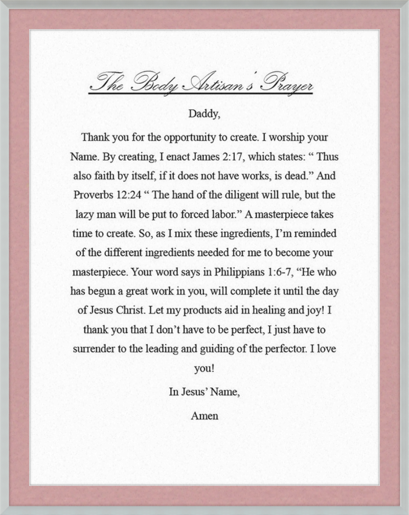 Body Artisan's Prayer