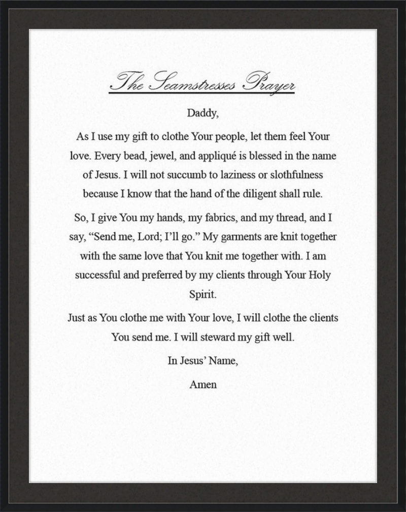 Seamstress' Prayer