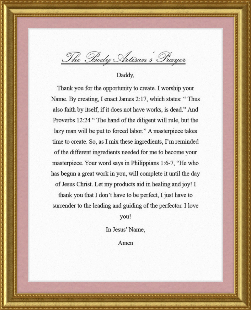 Body Artisan's Prayer