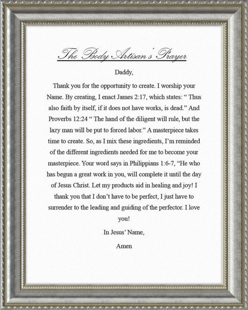Body Artisan's Prayer