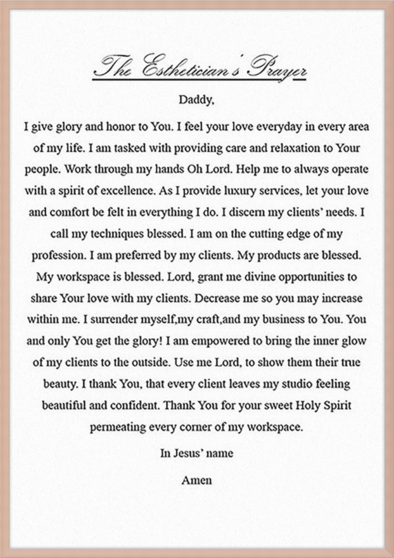 Estheticians Prayer