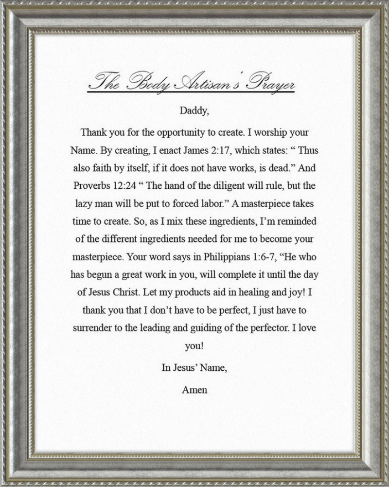 Body Artisan's Prayer