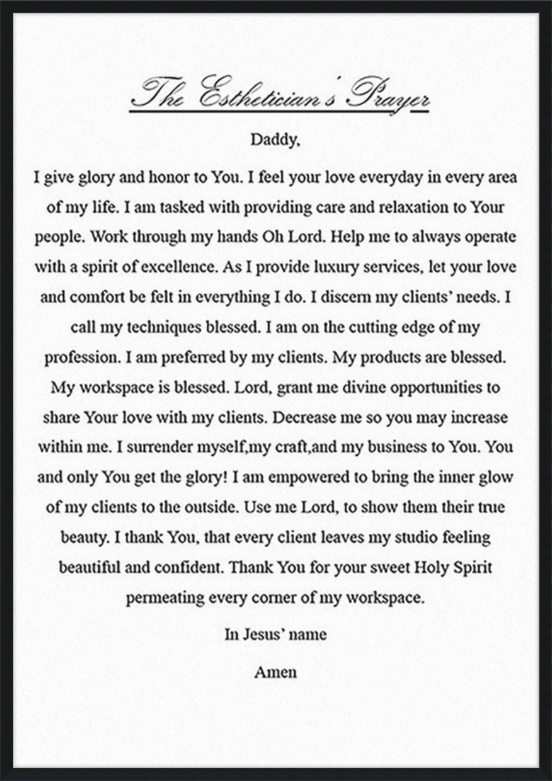 Estheticians Prayer