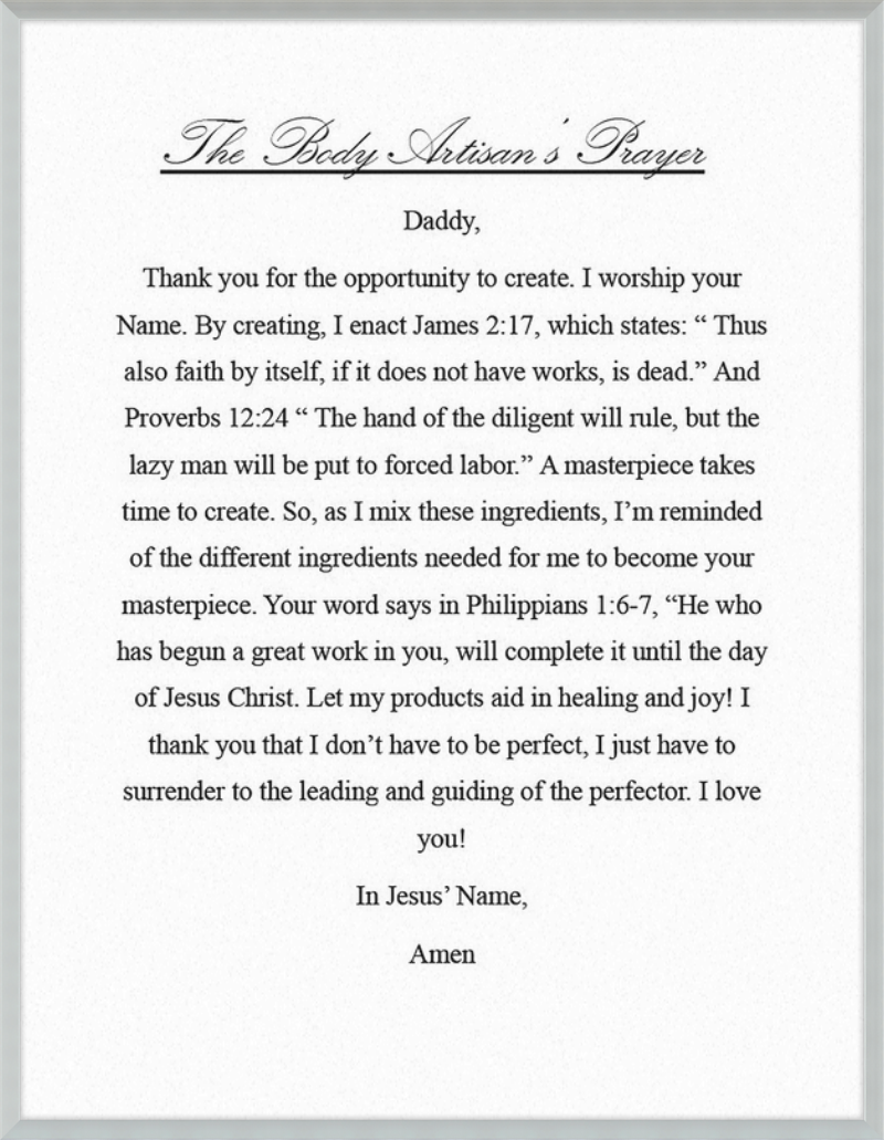 Body Artisan's Prayer