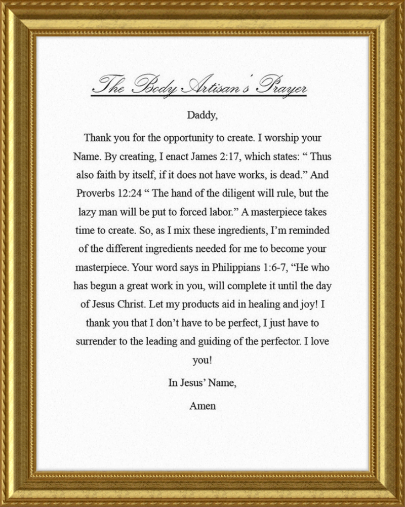 Body Artisan's Prayer