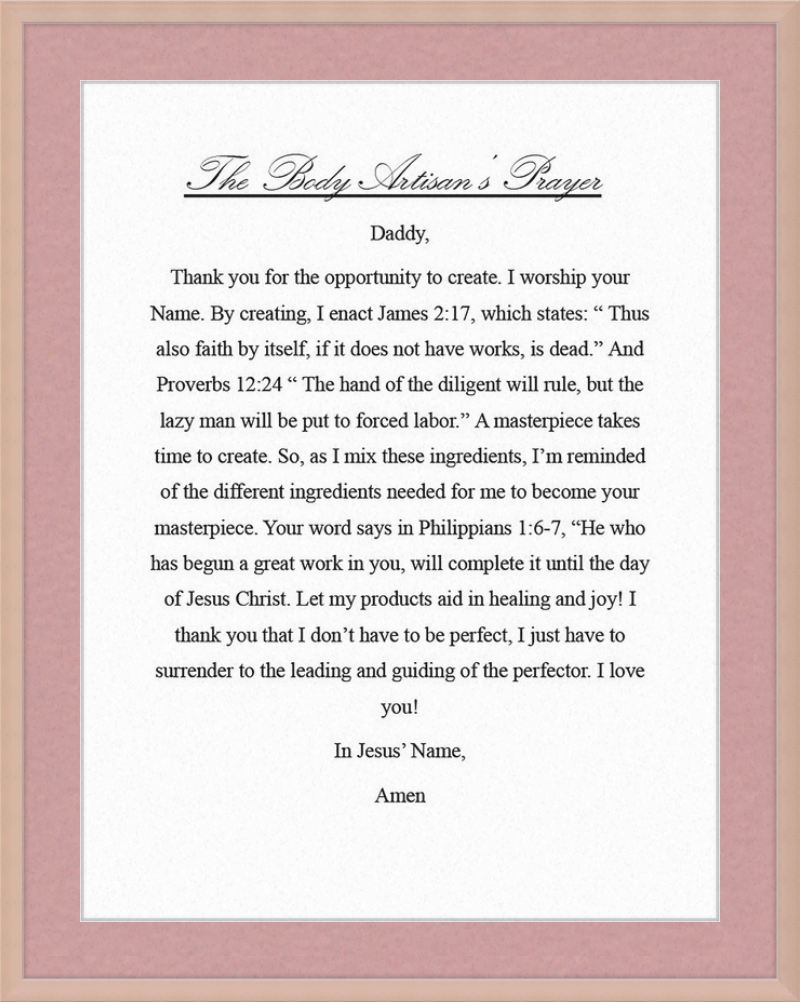Body Artisan's Prayer