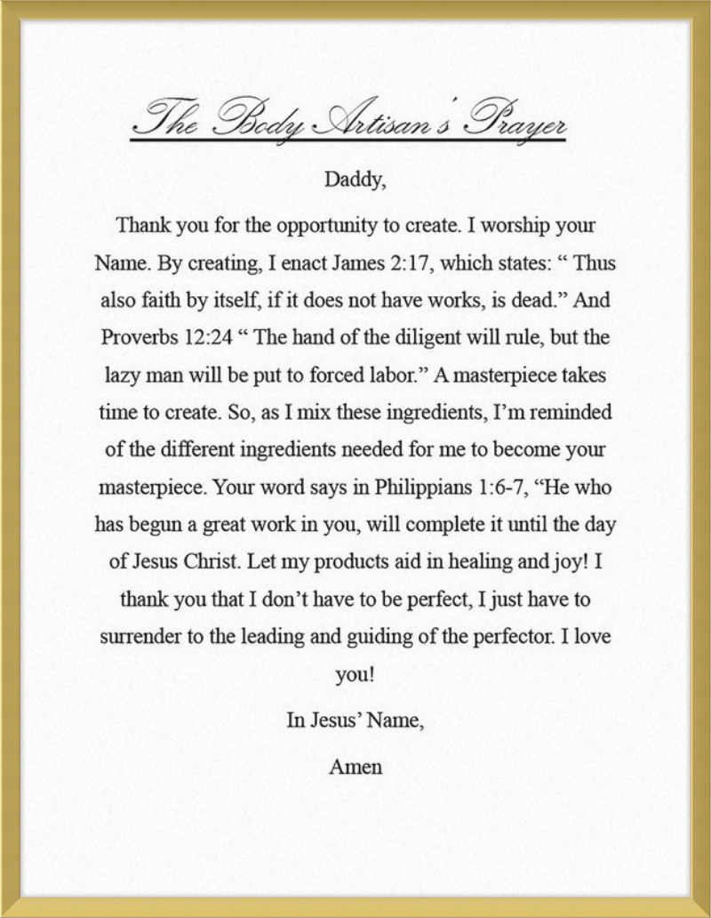 Body Artisan's Prayer
