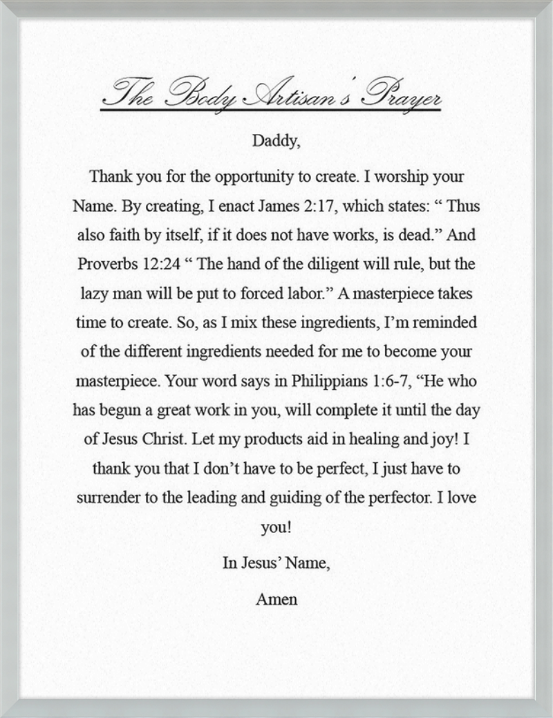 Body Artisan's Prayer