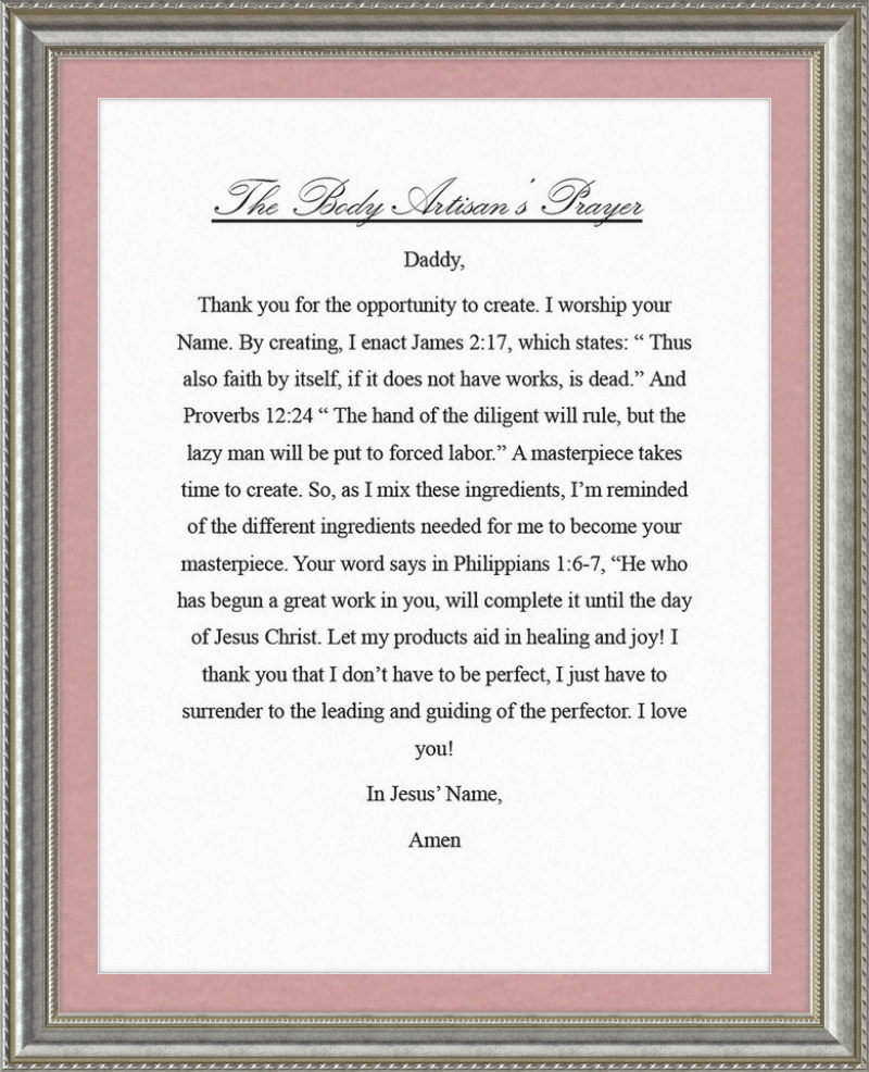 Body Artisan's Prayer