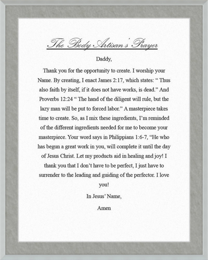 Body Artisan's Prayer
