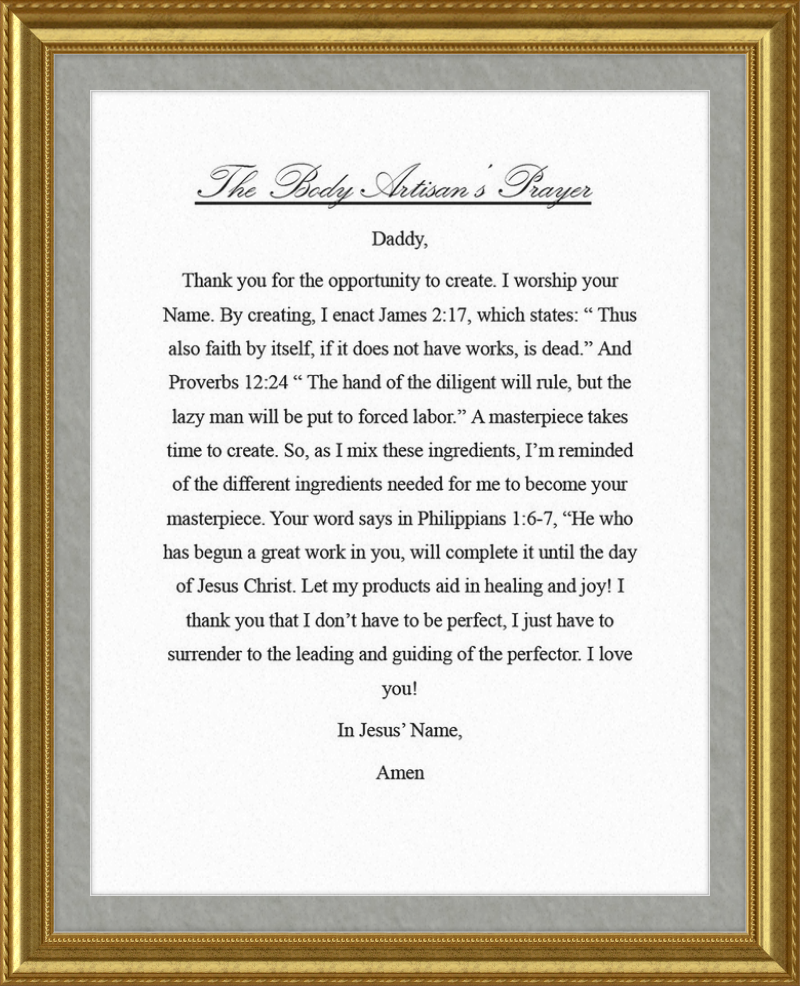 Body Artisan's Prayer