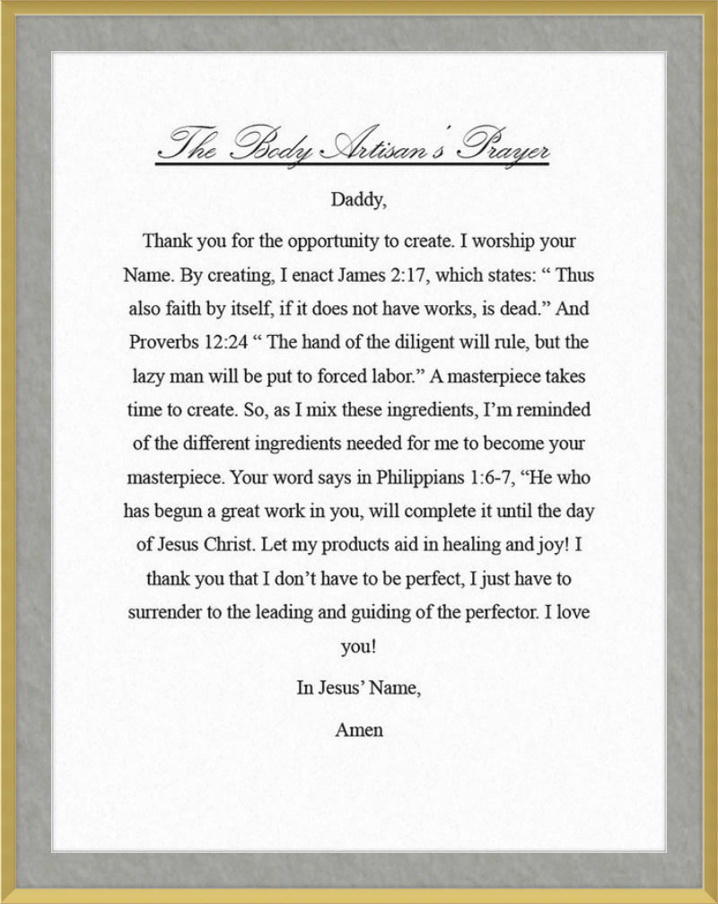 Body Artisan's Prayer