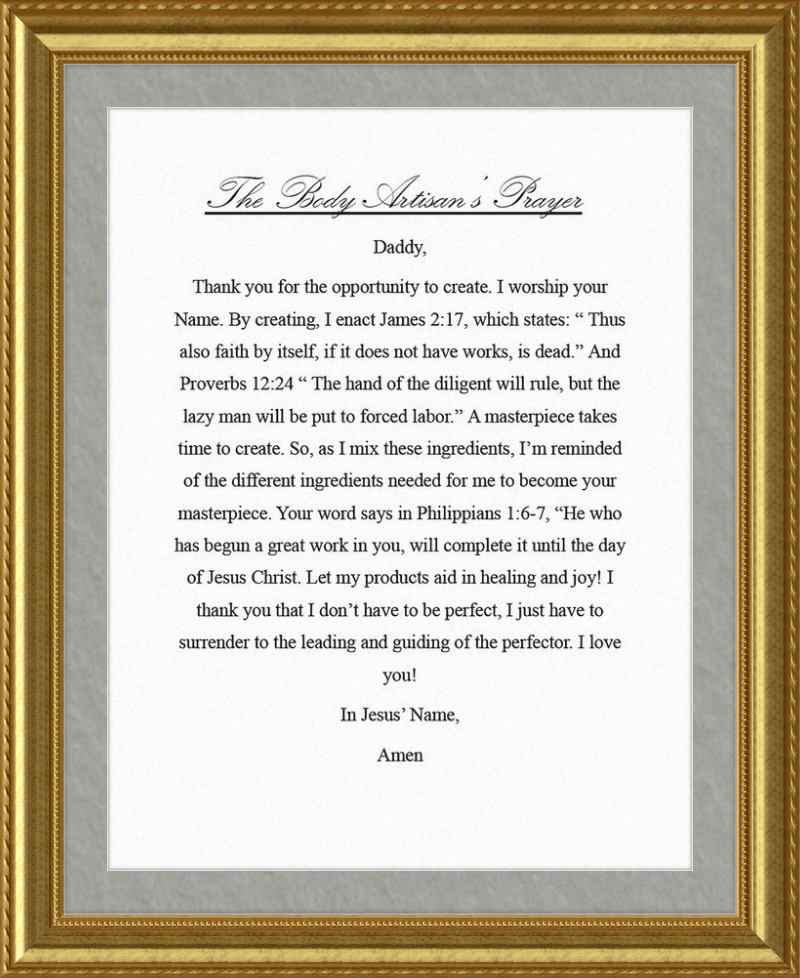 Body Artisan's Prayer