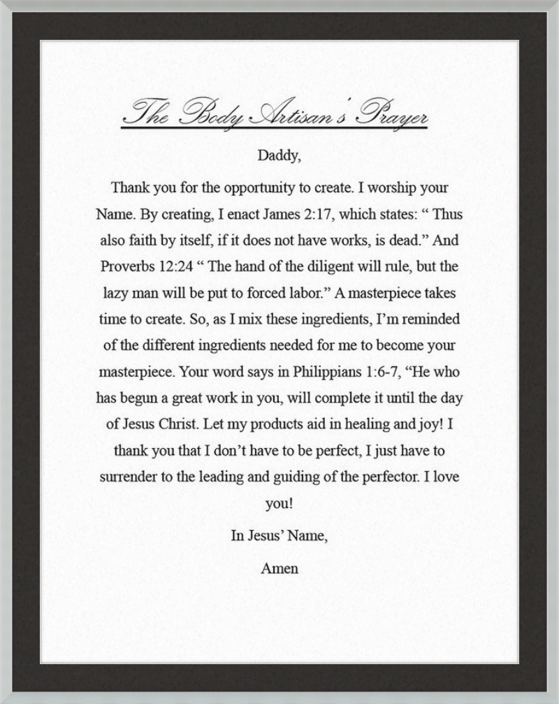 Body Artisan's Prayer