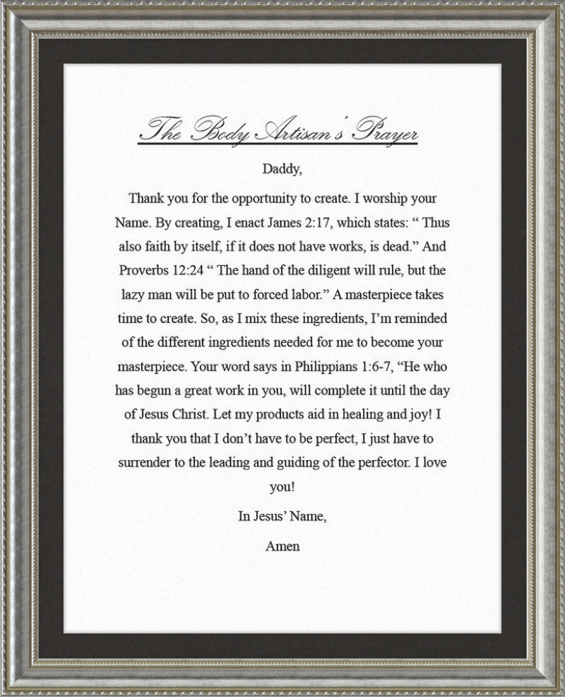 Body Artisan's Prayer