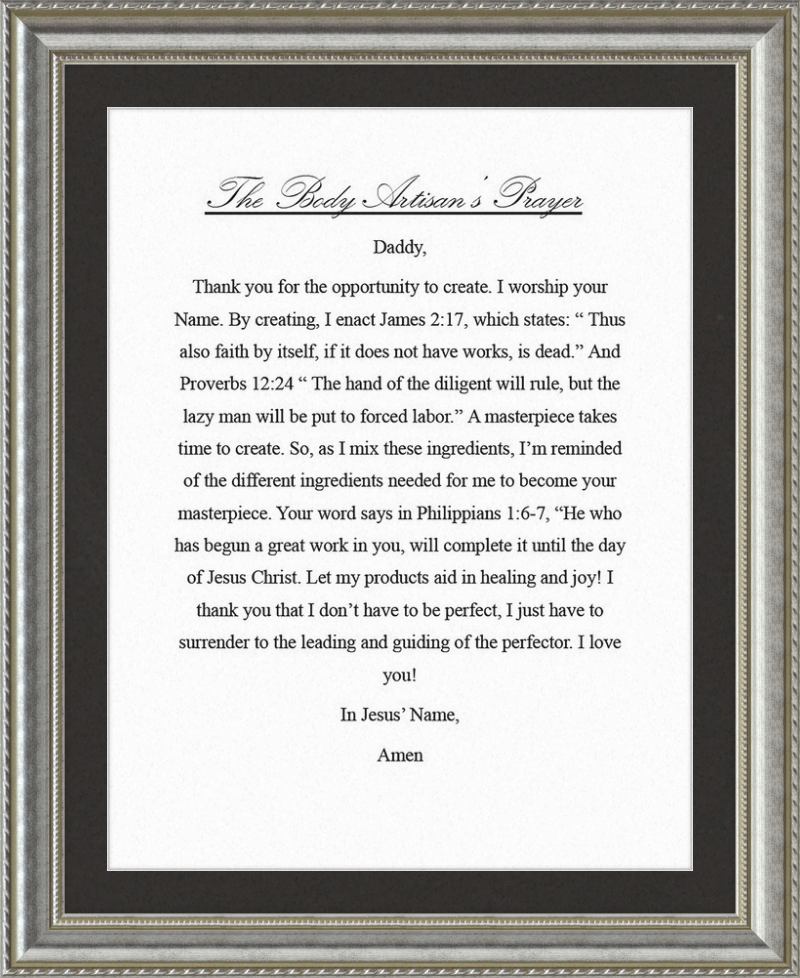 Body Artisan's Prayer