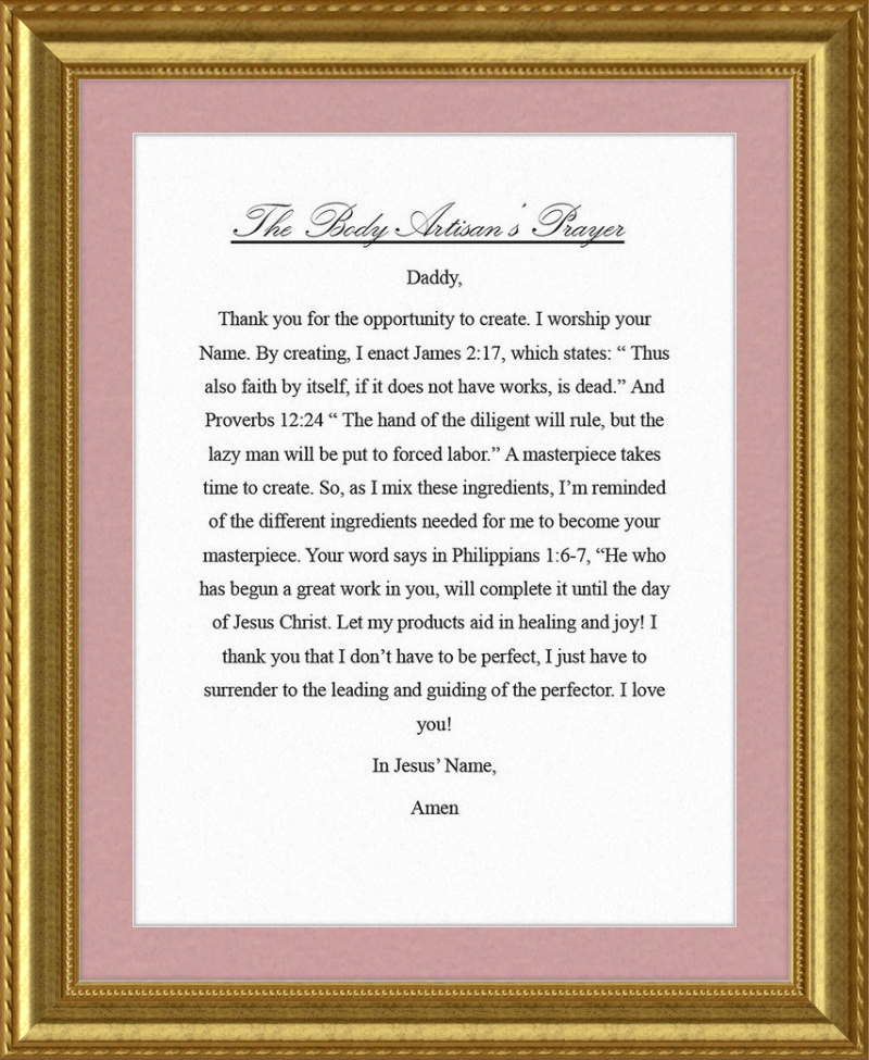 Body Artisan's Prayer