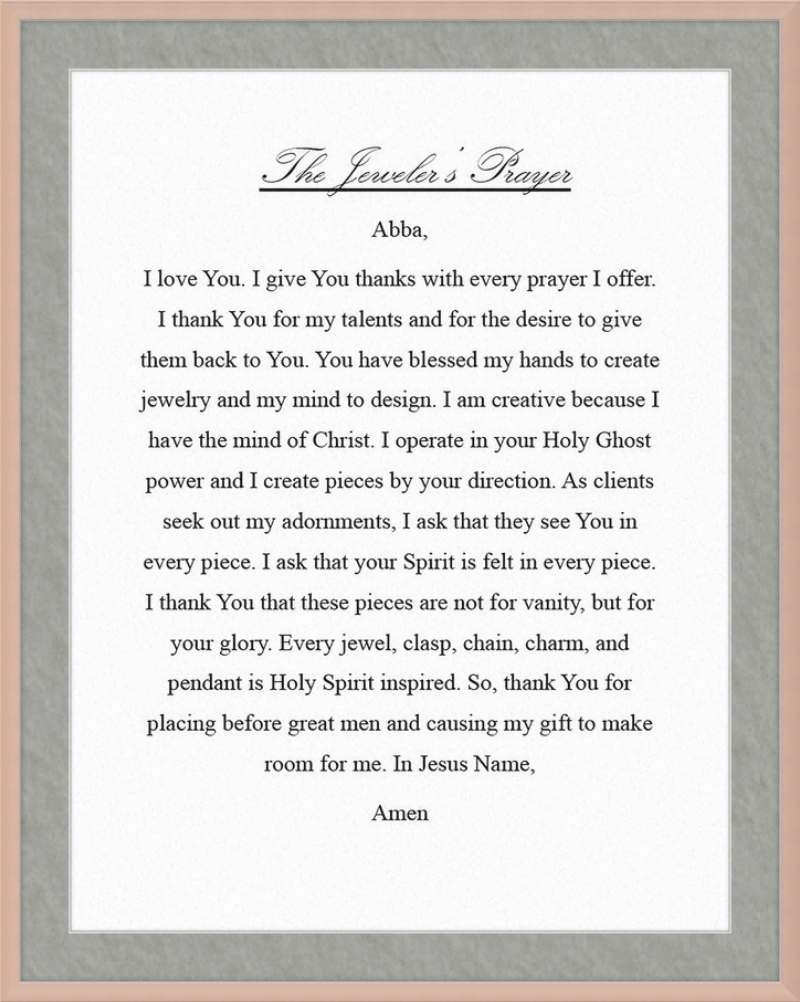 Jeweler's Prayer