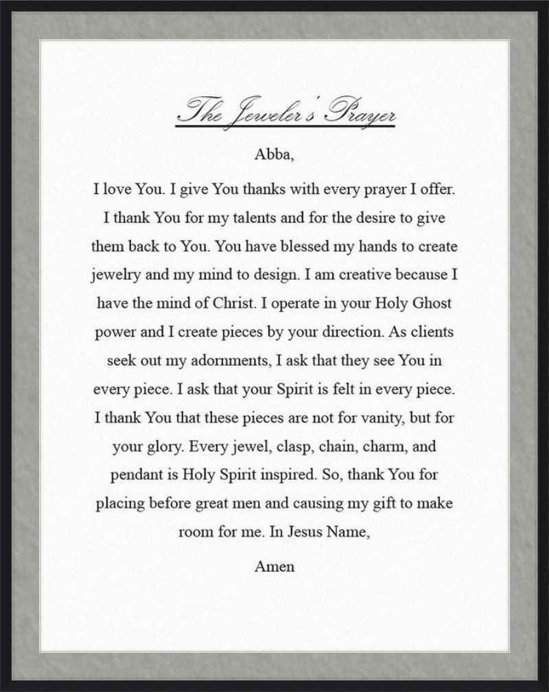 Jeweler's Prayer