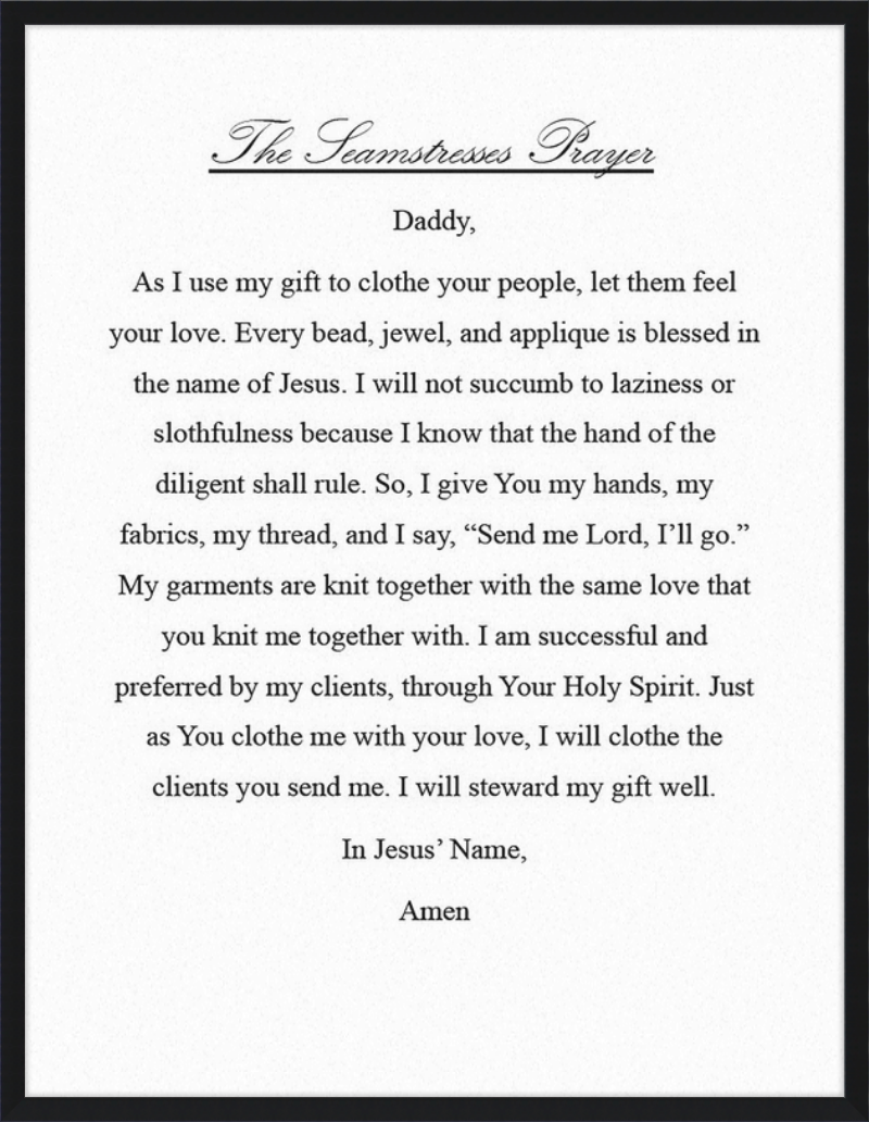 Seamstresses Prayer