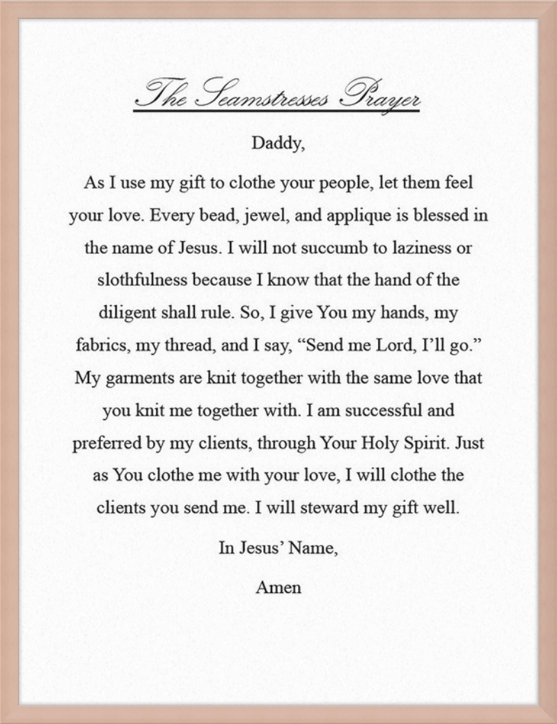 Seamstresses Prayer