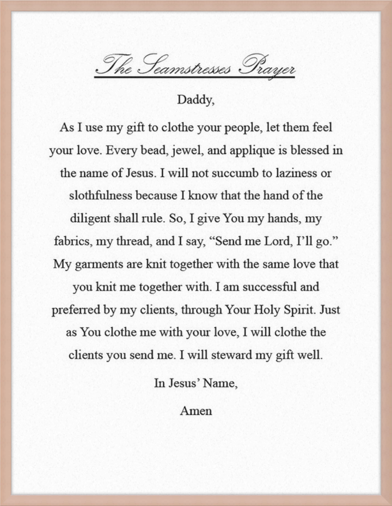 Seamstresses Prayer