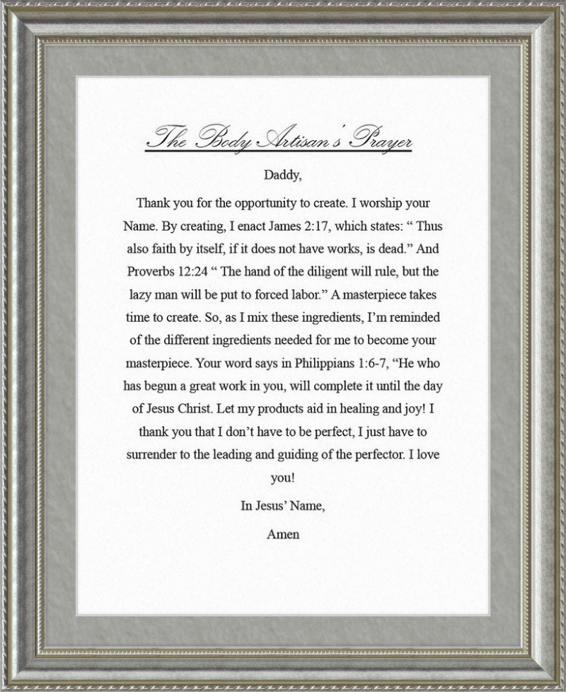 Body Artisan's Prayer