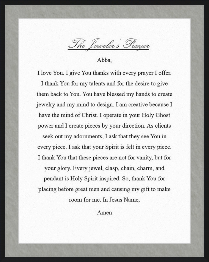 Jeweler's Prayer