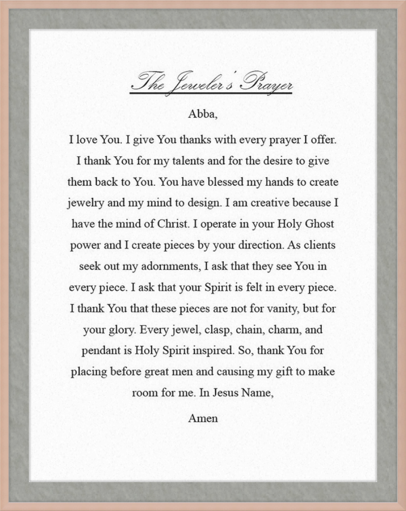 Jeweler's Prayer