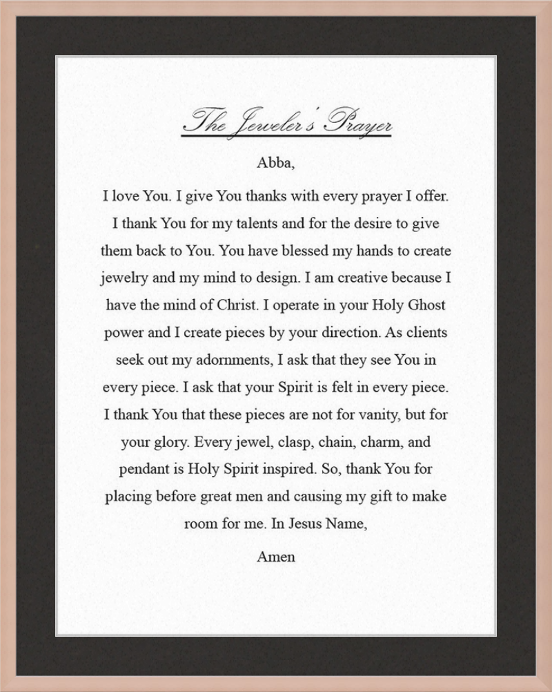 Jeweler's Prayer