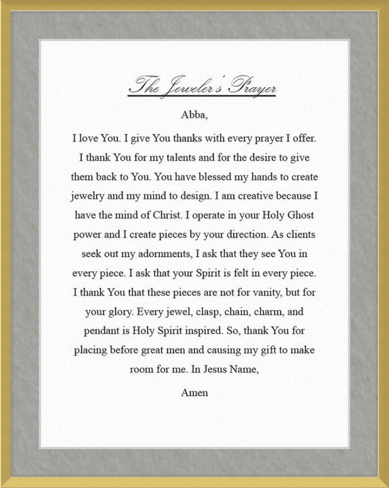 Jeweler's Prayer