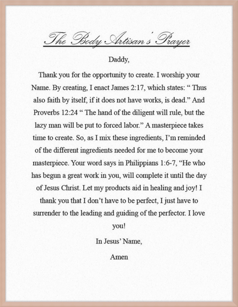 Body Artisan's Prayer